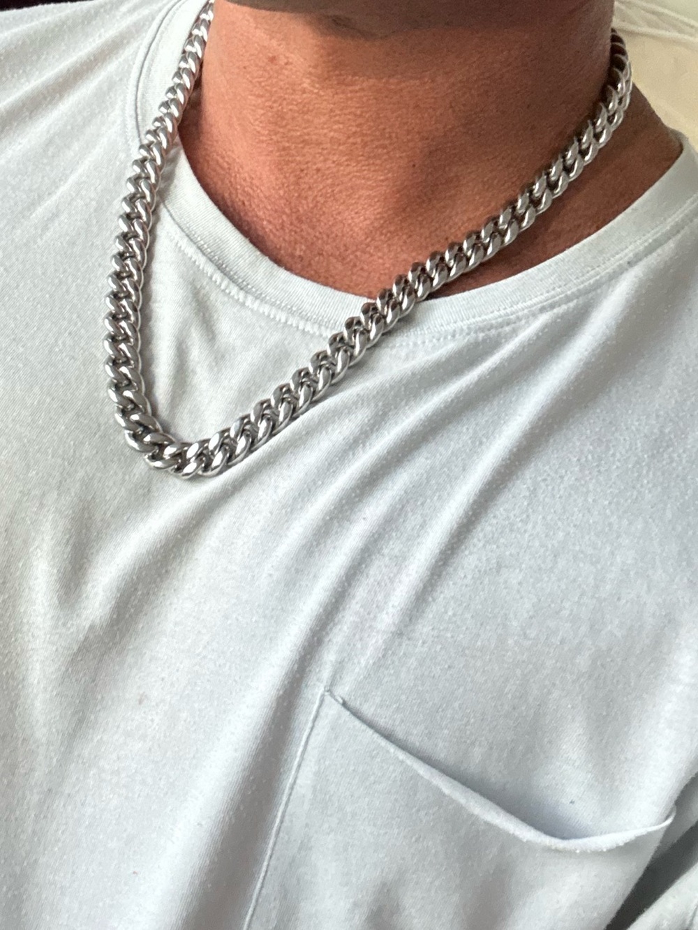 Chunky Silver Cuban Link Chain Necklace